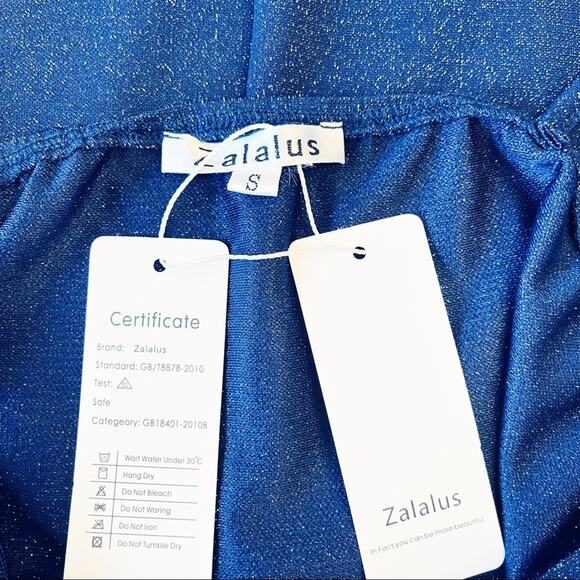 Zalalus faux wrap shimmering minidress blue Small NEW - Picture 11 of 15